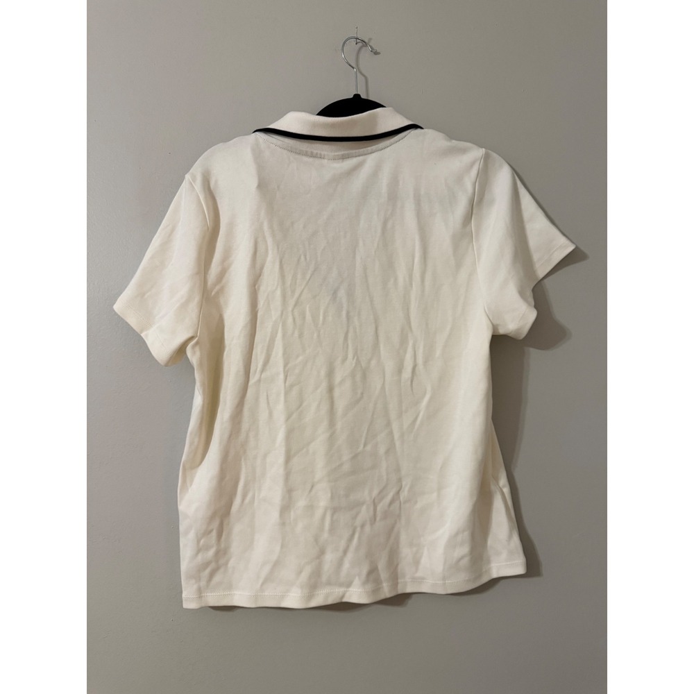 Old Navy Womens XXL White Black Trim V-Neck Short Sleeve Polo Shirt - Picture 2 of 4